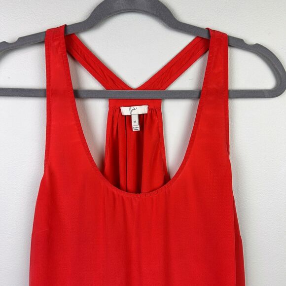 JOIE Vibrant Coral Orange 100% Silk Sleeveless Tank Top Blouse Racerback Scoop M - Picture 2 of 10